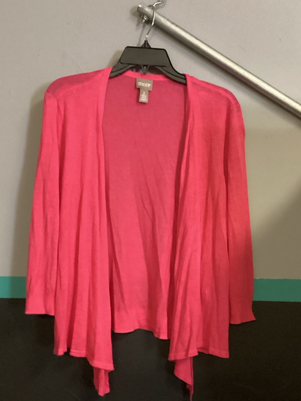 Chico's Hot Pink Open-Front Draped Cardigan
